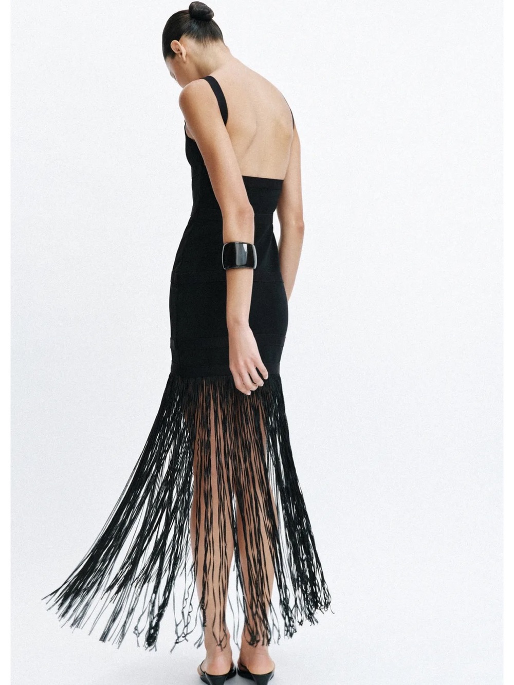 ZARA LONG FRINGED DRESS - Picture 4 of 7